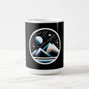 Starry Night Geometric Mountains - Zeitgenössische Kaffeetasse