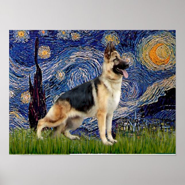 Starry Night - German Shepherd 13 Poster (Vorne)