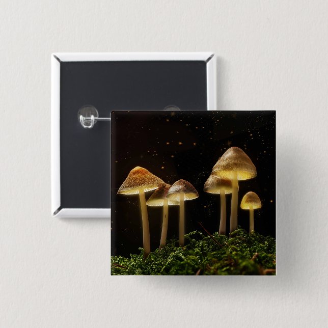 Starry Night Glowing Mushrooms Button (Vorne & Hinten)