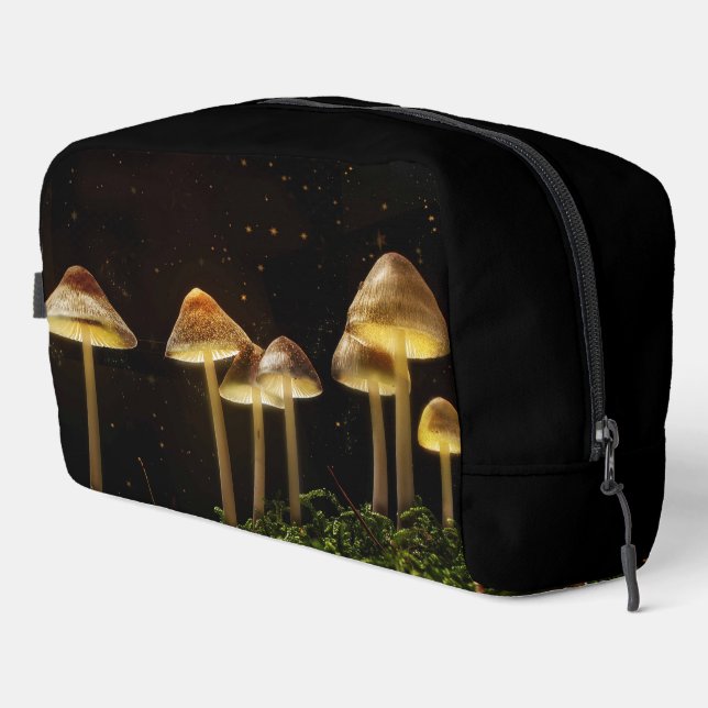 Starry Night Glows Mushrooms Waschbeutel (Rechte Ecke)