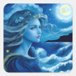Starry Night 🌌 - Griechisch Goddess Fantasy Stick Quadratischer Aufkleber