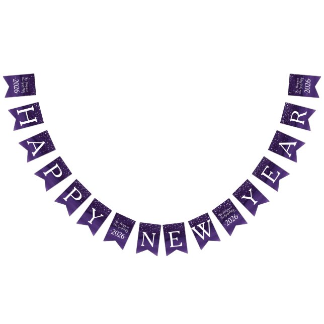 Starry night Happy New Year dark purple 2026 Wimpelkette (Alle)