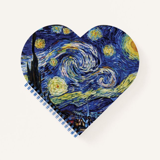 Starry Night Heart Shaped Notebook Notizbuch (Vorderseite)