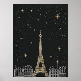Starry Night I Paris Eiffel Tower Poster