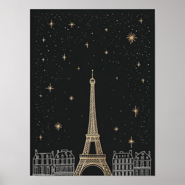 Starry Night I Paris Eiffel Tower Poster (Vorne)