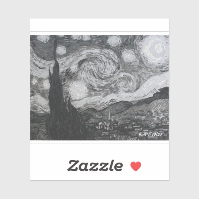 Starry Night I Vincent Van Gogh Aufkleber (Blatt)
