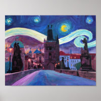 Starry Night in Prag auf der Karlsbrücke