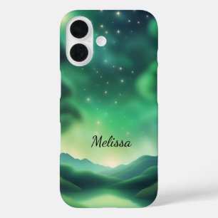 Starry Night in Soft Green Shades iPhone Case