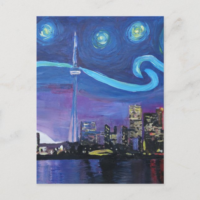 Starry Night in Toronto mit Van Gogh Inspiration Postkarte (Vorderseite)