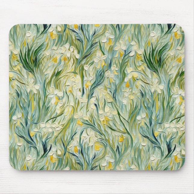 Starry Night inspiriert Blumenfarbe Texturierte Ar Mousepad (Vorne)