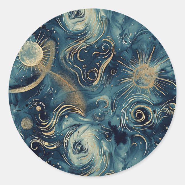 Starry Night Inspiriert individueller Himmelsaufkl Runder Aufkleber (Vorderseite)