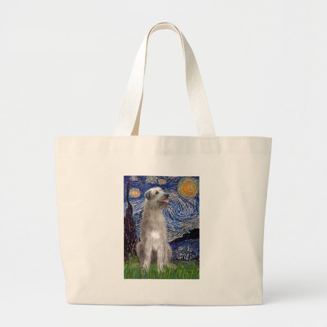 Starry Night - Irish Wolfhound Jumbo Stoffbeutel (Vorne)