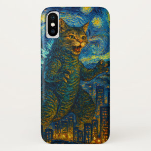 Starry Night Kaiju Catzilla Cat coque ipad iPhone