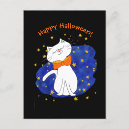 Starry Night Kitty Cat Halloween Feiertagspostkarte