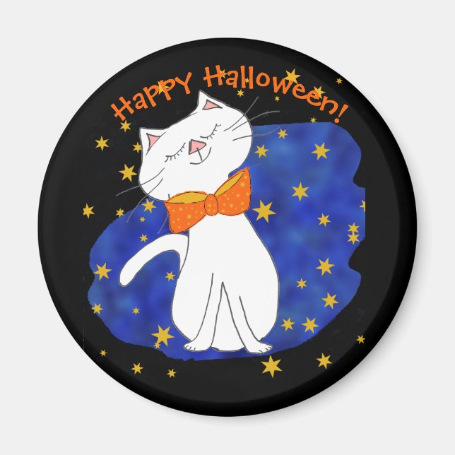 Starry Night Kitty Cat Halloween Magnet (Vorne)
