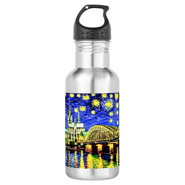 Starry Night Köln Dom Deutschland Edelstahlflasche (Vorderseite)