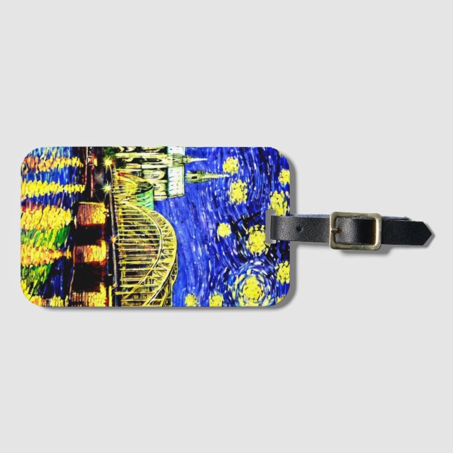 Starry Night Köln Dom Deutschland Gepäckanhänger (Vorderseite (Horizontal))