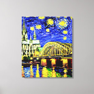 Starry Night Köln Dom Deutschland Leinwanddruck