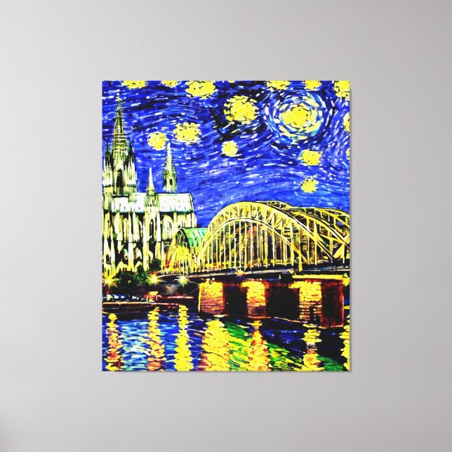 Starry Night Köln Dom Deutschland Leinwanddruck (Vorderseite)
