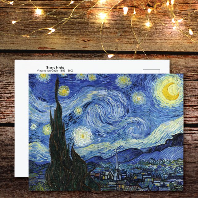 Starry Night Landscape Vincent van Gogh Postkarte (Von Creator hochgeladen)