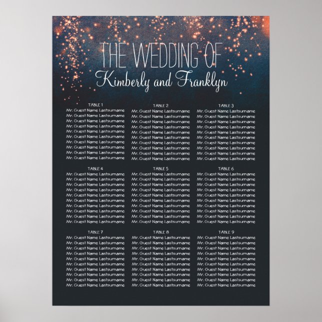 Starry Night Lights Hochzeitskarte Poster (Vorne)