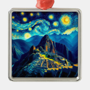Starry Night Machu Picchu Peru Ornament Aus Metall