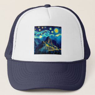 Starry Night Machu Picchu Peru Truckerkappe