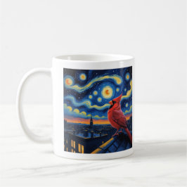 Starry Night mit Northern Kardinal Kaffeetasse