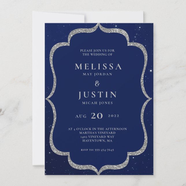 Starry Night Modern Simplistic Wedding Einladung (Vorderseite)