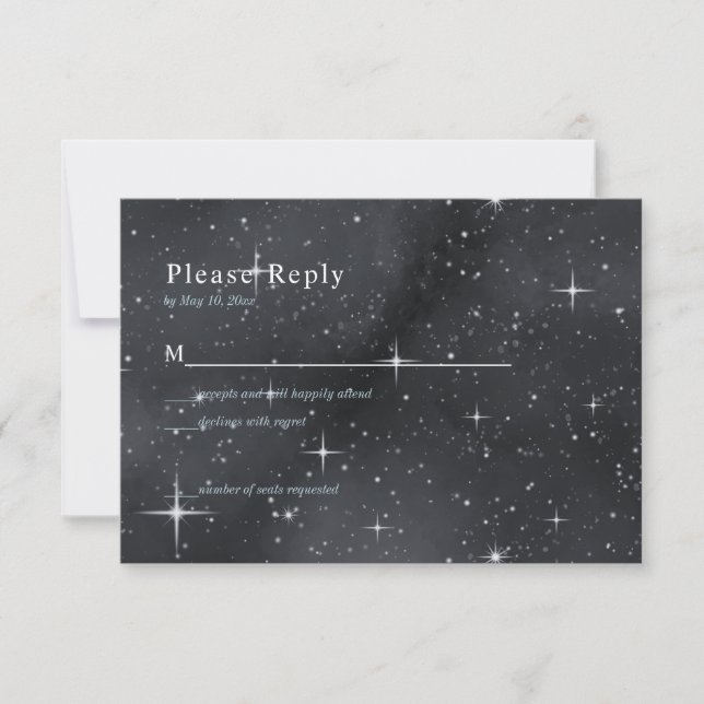 Starry Night Moon Phases Celestial RSVP Card (Vorderseite)