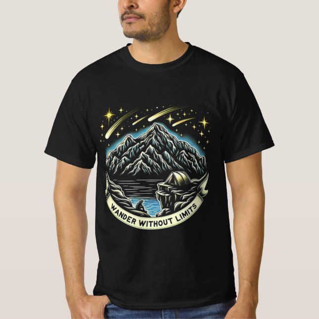 Starry Night Mountain & Camping T-Shirt (Vorderseite)