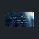 Starry Night Navy Blue Watercolor Rücksendeadresse Adressaufkleber<br><div class="desc">Perfektes Adressetikett für das Hochzeitsplanungspaar. Stellen Sie sicher,  dass Sie die Einladungskarte,  die mit diesem Label verbunden ist,  ausfüllen. Hintergrund ist dunkelmarineblau ombre Aquarelltextur mit Imitaten goldenen Glitzer.</div>