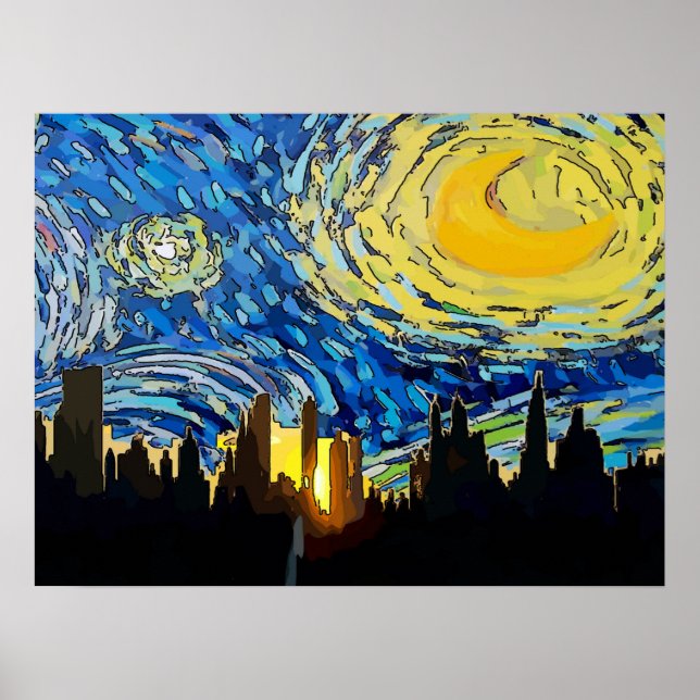 Starry Night New York Abstract Sky Poster (Vorne)