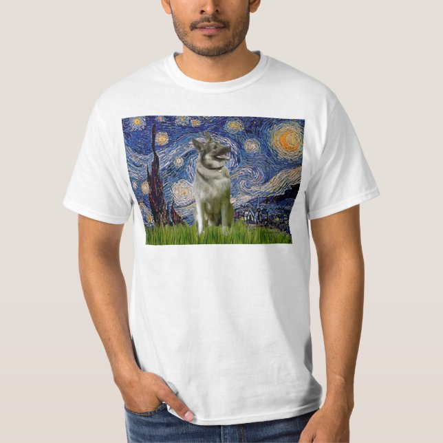 Starry Night - Norwegischer Elkhound T-Shirt (Vorderseite)