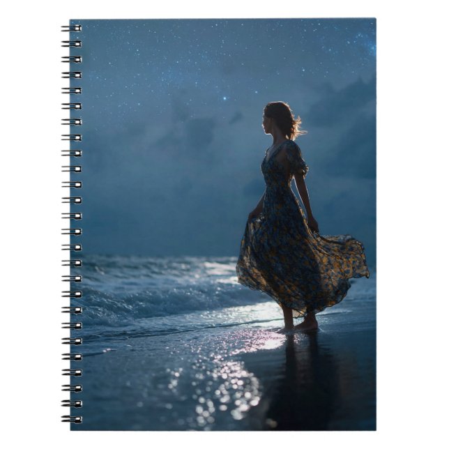 Starry Night Ocean Starlight Silhouette Art Notebo Notizblock (Vorderseite)