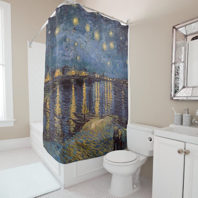 Starry Night Over Rhone River von Vincent Van Gogh Duschvorhang (Beispiel)
