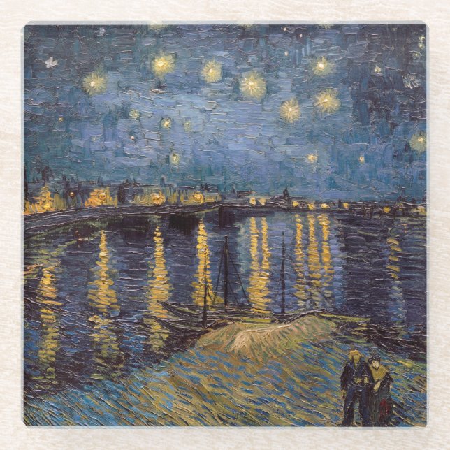 Starry Night Over Rhone River von Vincent Van Gogh Glasuntersetzer (Vorderseite)
