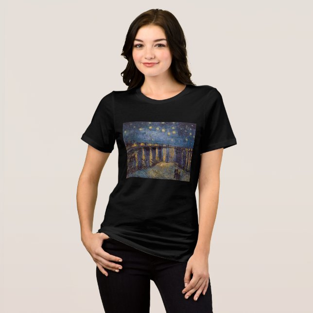 Starry Night Over Rhone River von Vincent Van Gogh Tri-Blend Shirt (Vorderseite voll)