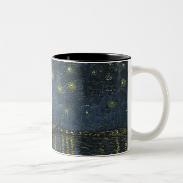 Starry Night Over the Rhône, Ölgemälde Van Gogh Zweifarbige Tasse (Rechts)