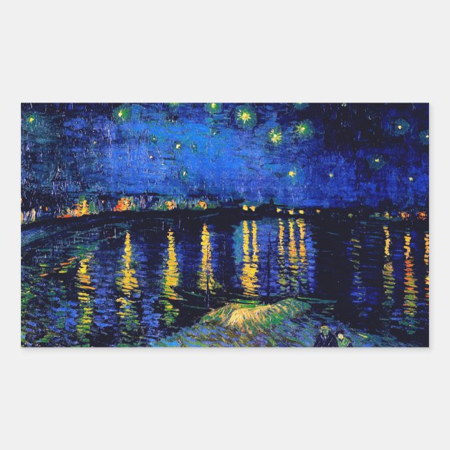 Starry Night Over the Rhone Van Gogh Fine Art Rechteckiger Aufkleber (Vorderseite)