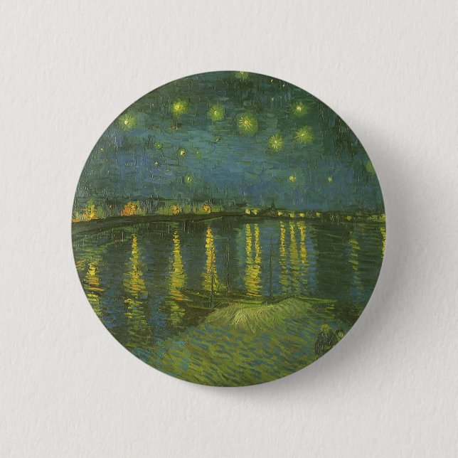 Starry Night Over the Rhone von Vincent van Gogh Button (Vorderseite)