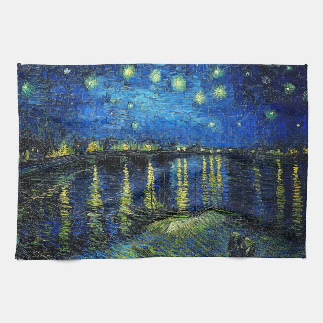 Starry Night Over the Rhone von Vincent Van Gogh Geschirrtuch (Horizontal)