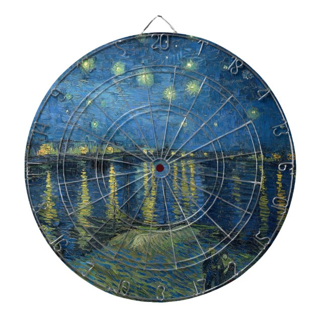 Starry Night Over the River Rhone (von van Gogh) Dartscheibe (vorne)