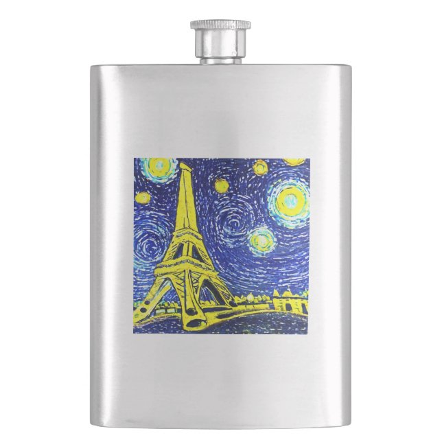 Starry Night Paris Frankreich Flachmann (Vorderseite)