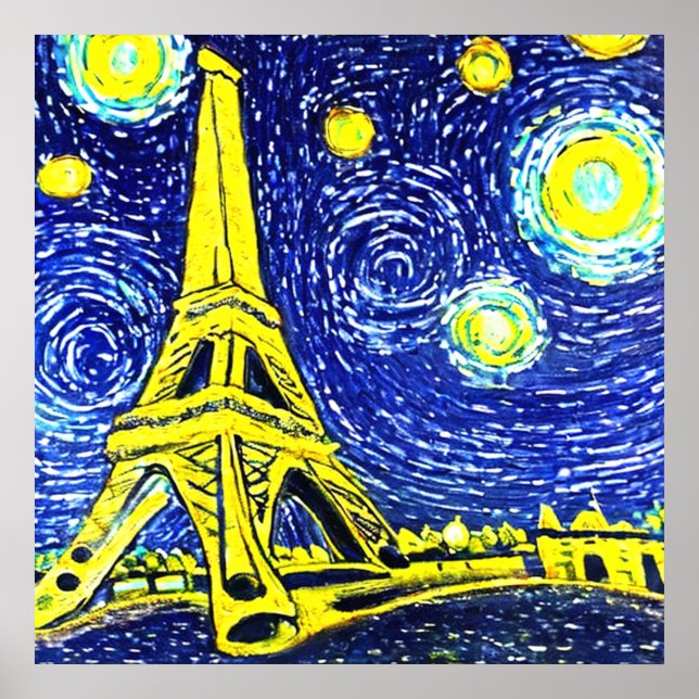 Starry Night Paris Frankreich Poster (Vorne)