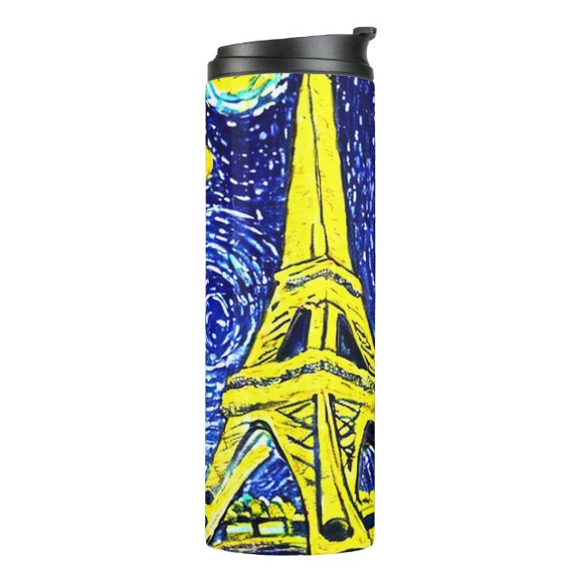 Starry Night Paris Frankreich Thermosbecher (Nach links gedreht)