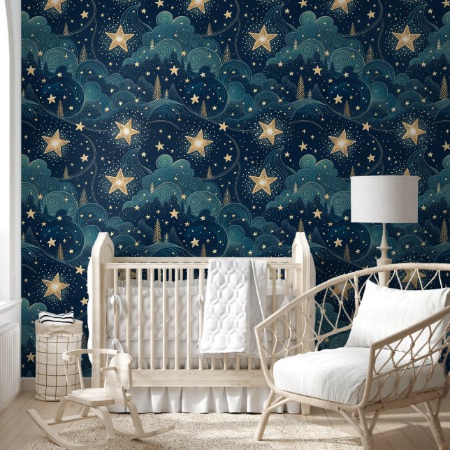 Starry Night Pattern Tapete (Kinder)