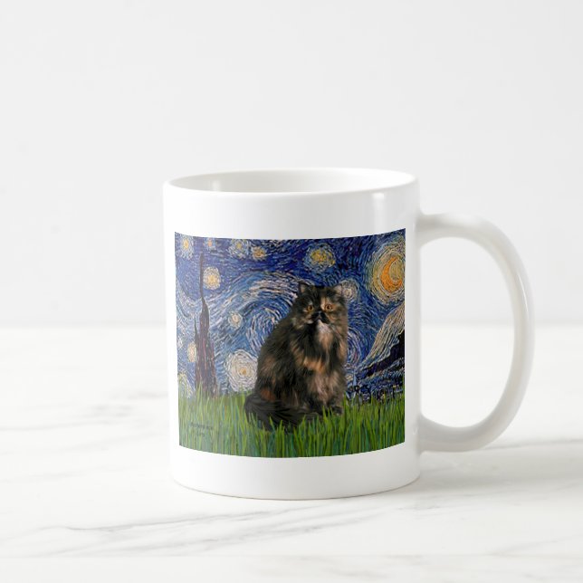 Starry Night - Persian Calico cat Kaffeetasse (Rechts)