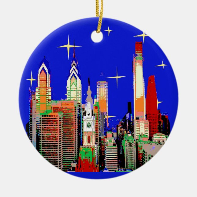 Starry Night Philadelphia, Abstrakter Himmel mit S Keramik Ornament (Vorne)