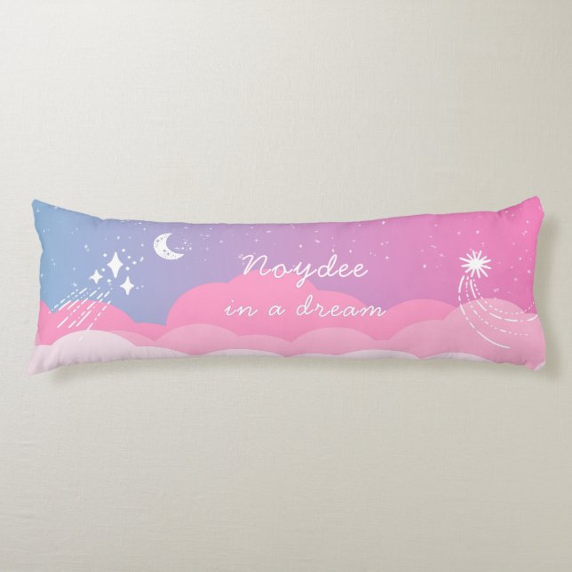 Starry night Pink blue Name and Text Seitenschläferkissen (Vorderseite)